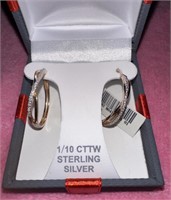 1/10 CTTW Sterling silver hoop earrings