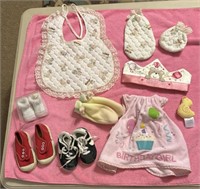 Misc. Lot of baby items-shoes, bibs, mittens, etc