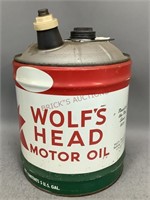 Wolf's Head Motor Oil 5 U.S. Gallon Metal Can