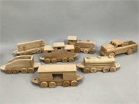 Wooden Truck and Train Set Made by Jim Karns