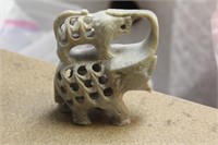 Reticulated Soapstone Elephant and Cub