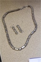 Navajo Sterling Necklace and Pair of Earrings