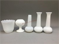 Milk White Hobnail Vases