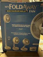 Fold away rechargeable fan