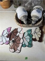 Vtg Hanging Lamps & Stained Glass Butterflies