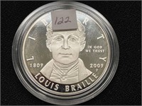 2009 Louis Braille Commemorative Silver Dollar Pro