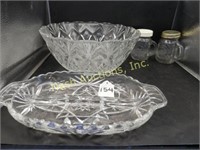 carnival glass bowl; divided platter