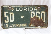 A 1958 Florida License Plate