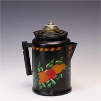 Primitive Folk Art toleware coffee pot
