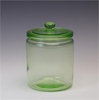 Vintage green Uranium biscuit jar