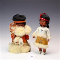 Two Indian fur and leather Dolls