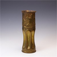 1942 brass artillery shell art vase