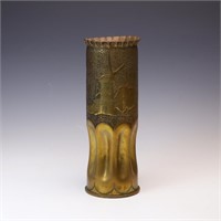 1943 brass artillery shell art vase