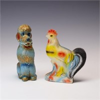 Vintage Rooster and dog Chalkware