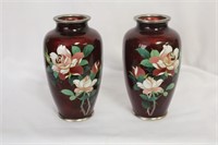 A Pair of Silverwired Japanese Cloisonne Vases