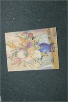 A Vintage Oil on Board of Flowers
