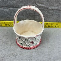 Springtime Hand Painted Ceramic Basket