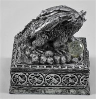 Vintage Medeival Dragon Statue Trinket Box - Resin