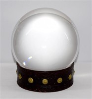 Large Crystal Ball Sphere 5" w Leather Stand