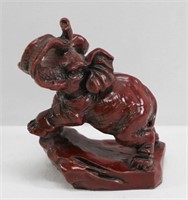 Cherry Resin Elephant Figurine 3"H
