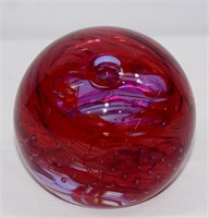 Ruby Red Art Glass Paperweight 3"