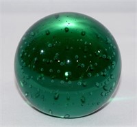 Green Art Glass Paperweight 3 "