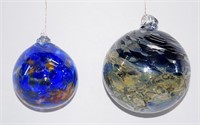 2 Pc Art Glass Calico Balls