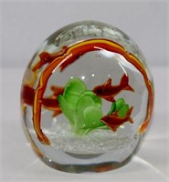 Aquarium Fish Bowl Art Glass Paperweight 3"