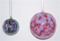 2 Pc Art Glass Decorative Balls