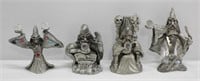 4 Pc Spoontiques Pewter Wizard Figurines - 3"H