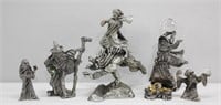 5 Pc  Assorted Pewter Wizard Figurines