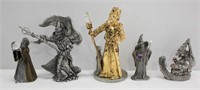 5 Pc ASsorted Pewter Wizrard Figurines