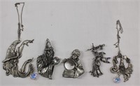 5 Pc Assorted Pewter Pins & Pendants *Note*