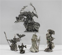 5 Pc Assorted Pewter Figurines