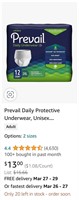 Prevail Daily Protective Underwear XXL 12ct Unisex