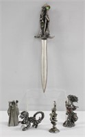 5 Pcs Assorted Wizard Pewter & Letter Opener