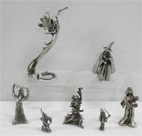 7 Pc Assorted Image Pewter Figures