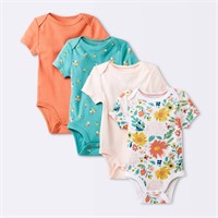 Baby Girls' 4pk Short Sleeve Bodysuit - Cloud