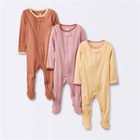 Baby Girls' 3pk Tight Fit Zip-up Sleep N' Play -