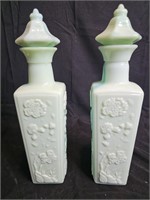 2 vintage Oriental style Whiskey decanters w/