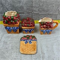 5pc Peggy Jo Ackley Strawberry/Picnic Ceramic Set