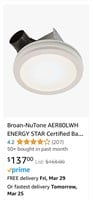Broan-NuTone AER80LWH Bath Fan, Medium, White