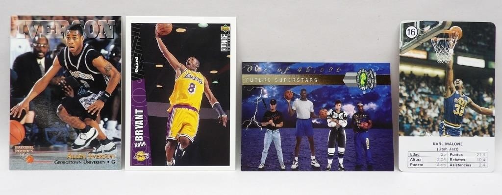 4 Basketball Cards: Kobe Bryant, Allan Iverson