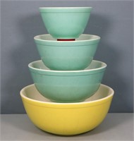4pc. Pyrex Turquoise & Primary Yellow Mixing Bowls