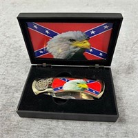 Rebel Flag/Eagle Pocketknife in Case