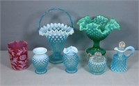 Opalescent Hobnail Glass & Spanish Lace Tumbler