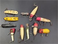 Lot Of 11 Vintage Wood Fishing Luers Antiques