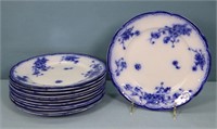Set of 12 English Flow Blue Plates