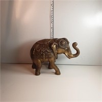 Large cast brass elephant with trunk up