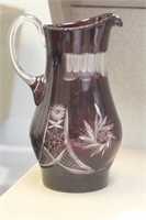 Ruby Red Glass Pitcher